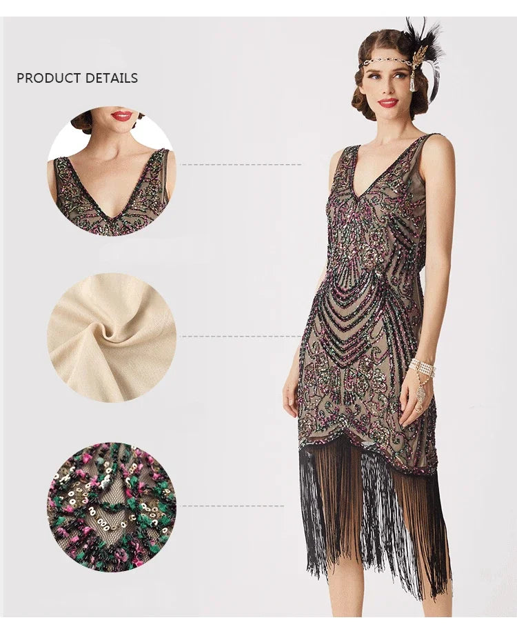 Sexy Women's 1920s Flapper Dress Vintage Swing Fringed Gatsby Roaring 20s Ladies Dress Wedding Evening Party Cocktail Dress Hot