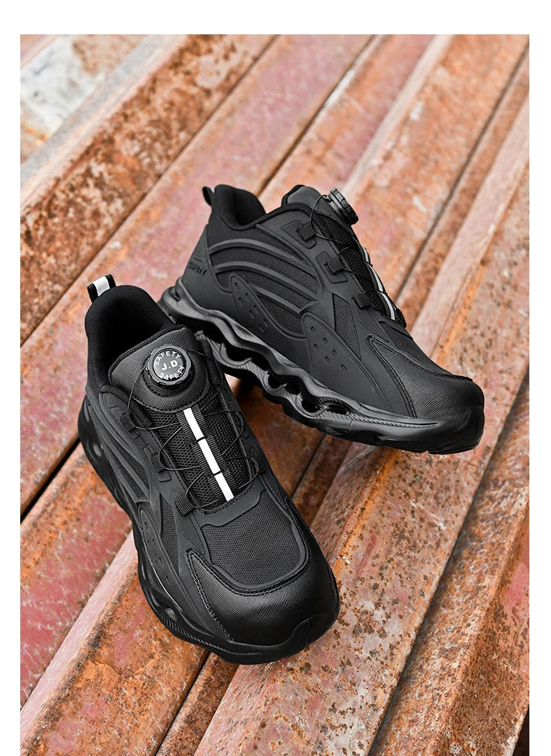 Rotating Button New Safety Shoes Men Anti-smash Anti-puncture Work Shoes Fashion Men Sport Shoes Security Protective Boots Men