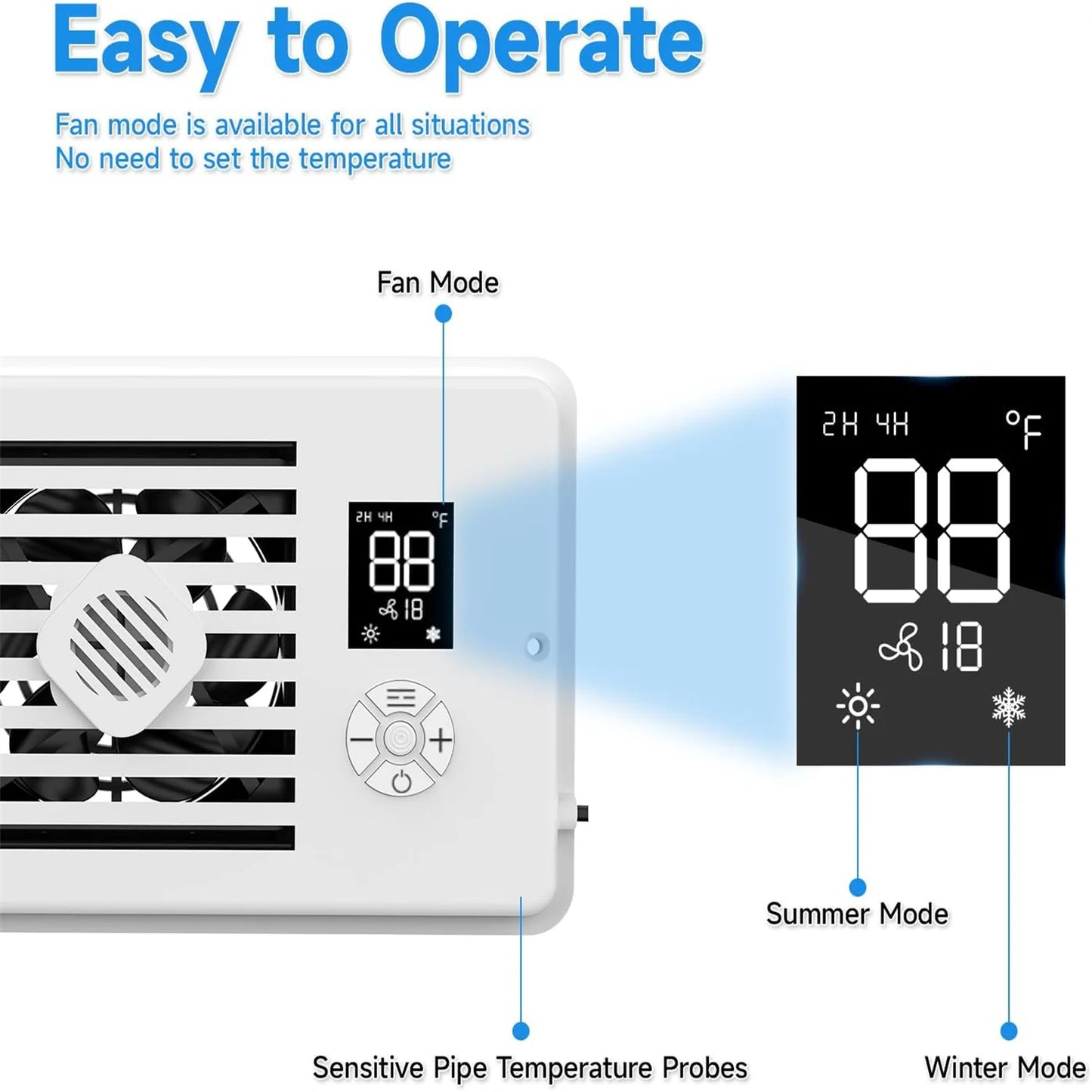 Register Booster Fan 4*10Inch Smart Heating Cooling AC Vent Fan With Remote Control & Thermostat Control Household Radiator