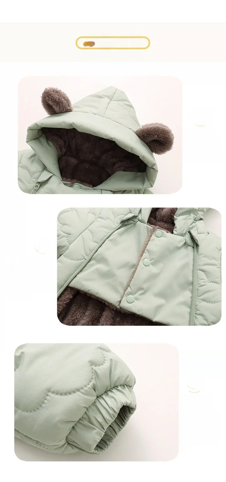 Toddler Baby Girl Boy Jumpsuit Thickened Fleece Lined Double-Layer Hooded Romper 0-2Y Cute Bear Ears Winter Warm Kids Snowsuit