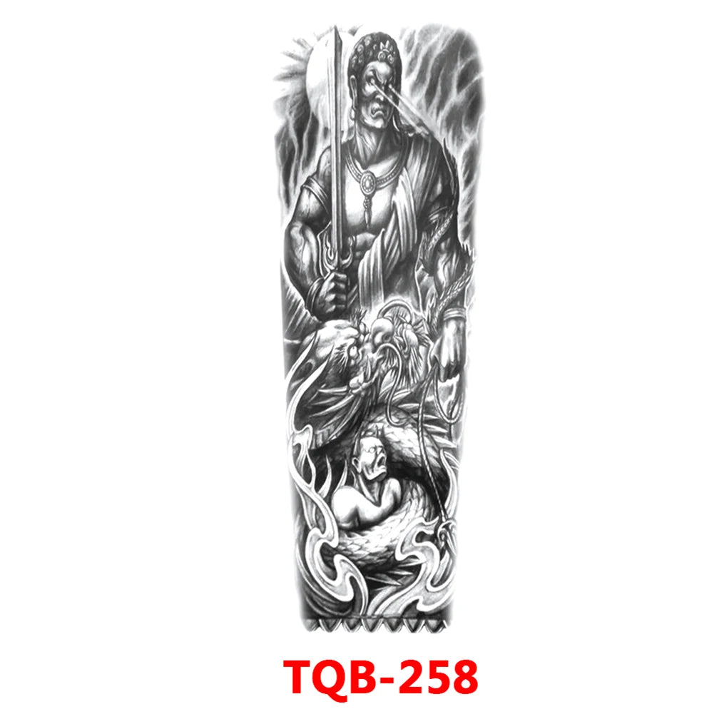 Large Arm Sleeve Tattoo Rose Gear Clock Eye Waterproof Temporary Tatto Sticker Lion Wolf King Body Art Full Fake Tatoo Women Men