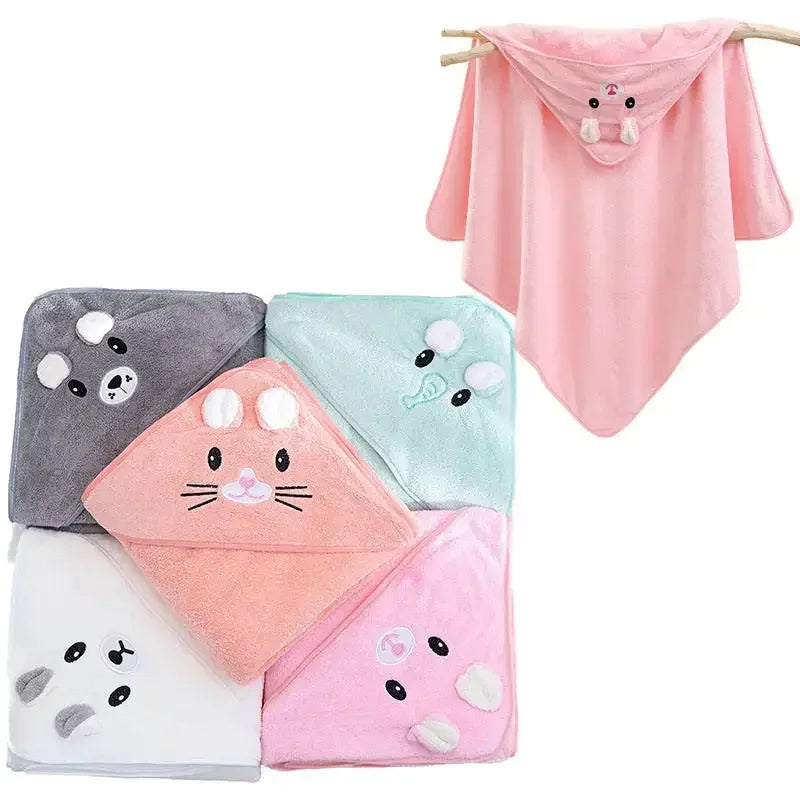 Coral Fleece Baby Bath Towels Soft Newborn Hooded Towel Blanket Cute Toddler Bathrobe Warm Sleeping Swaddle Wrap for Boys Girls