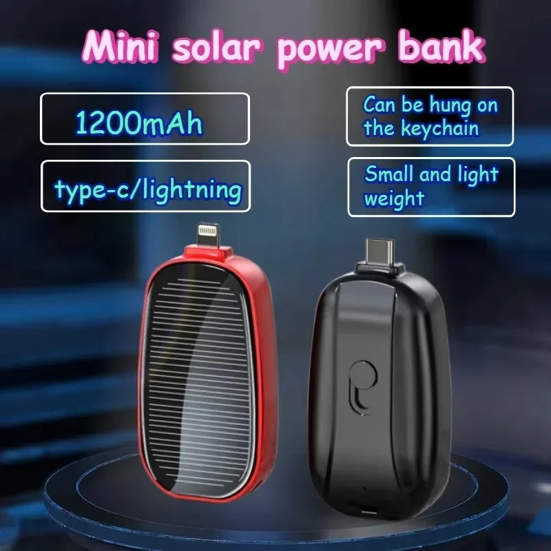 Emergency Solar Mini Portable Power Bank Keychain Portable Charger Small Outdoor Camping External Battery For iPhone and Xiaomi