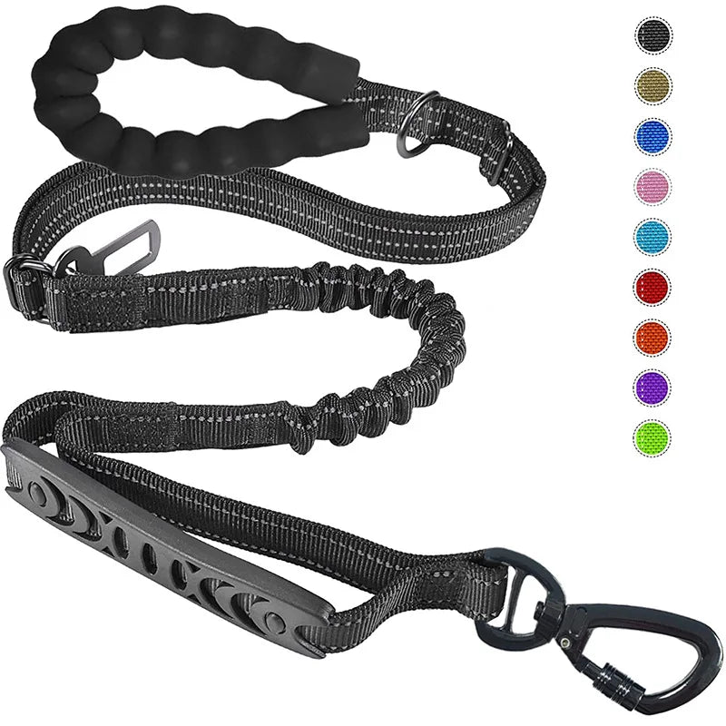 Heavy-Duty Bungee Dog Leash 4-in-1 Multifunctional Training Leash with Car Seat Belt,Dog Accessory, Dog Leash For Medium Dog