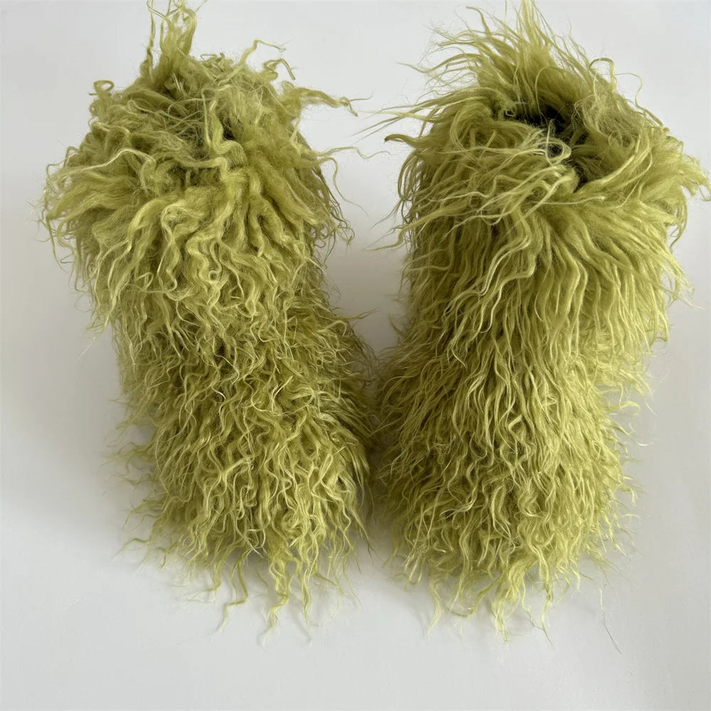 Y2K Kids Boots Winter Shoes New Faux Fur Toddler Girl Boots Fashion Colorful Fur Children Ankle Snow Boots Warm Shoes Girls