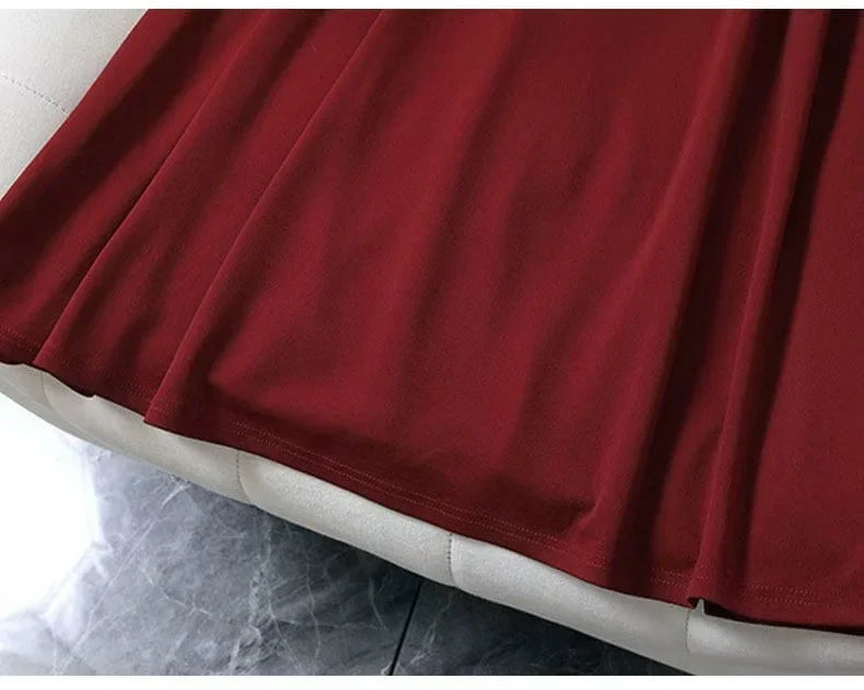 Red Long Sleeve Dress Wedding Dress Spring Autumn French Style Engagement Party Drinking Ceremony Bridal Gown Everyday Wear