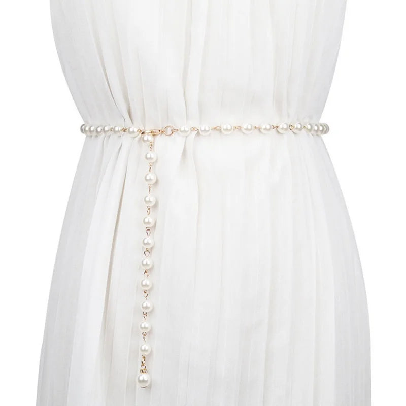 Fashion Pearl Waist Chain Versatile Waistband Belt Temperament Elegant Body Jewelry Girls Dress Strap Belly Chains Accessories
