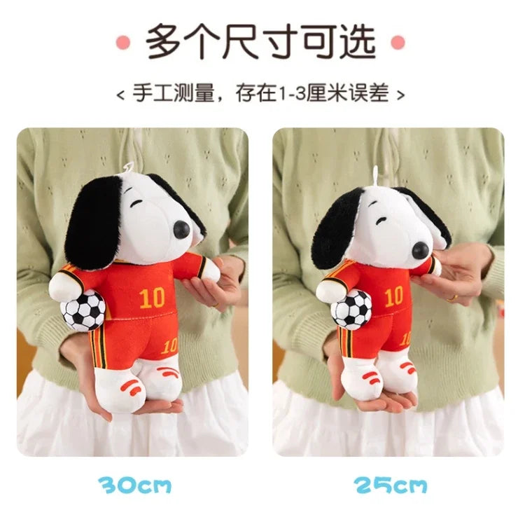 New Peanuts Snoopy Soccer cute Plush Toy Pendant Key Chain Team Jersey Stuffed Doll with Football for Kids Fans Birthday Gift