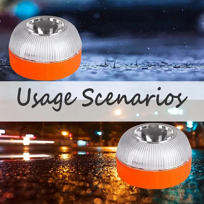 1/2pc Magnetic Flashing Yellow Emergency Lamp Safety Alert Light need AAA Battery Power for Outdoor Camping Road Safety Light