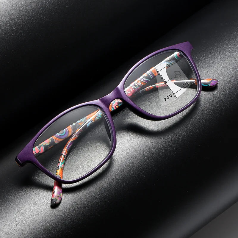Progressive Multifocal Reading Glasses Women Anti Blue Light Presbyopia Eyeglasses Computer Eyewear Look Near Far +1.0 To +4.0