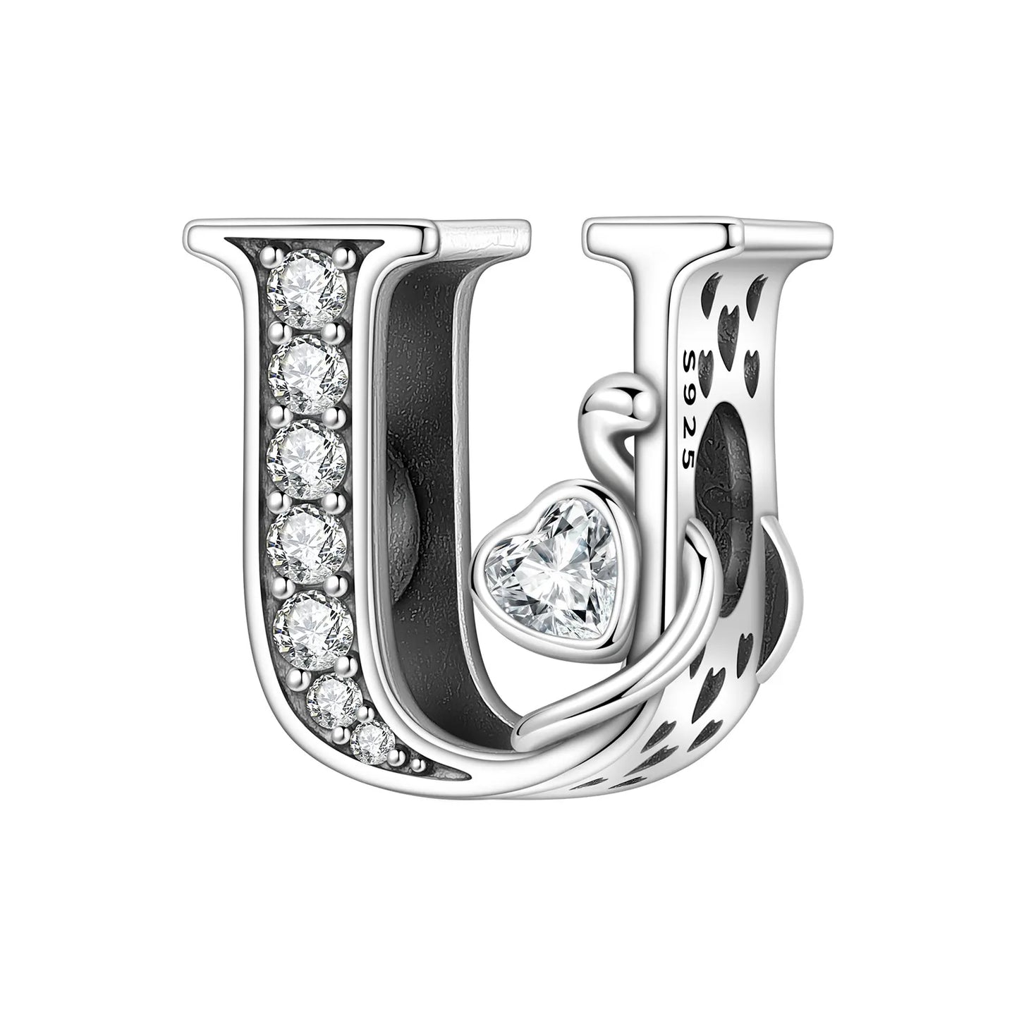 2026 New 925 Sterling Silver Zircon Scroll Grass Pattern 26 Letter Bead Charms for Women Fit DIY Bracelet Necklace Jewelry Gift
