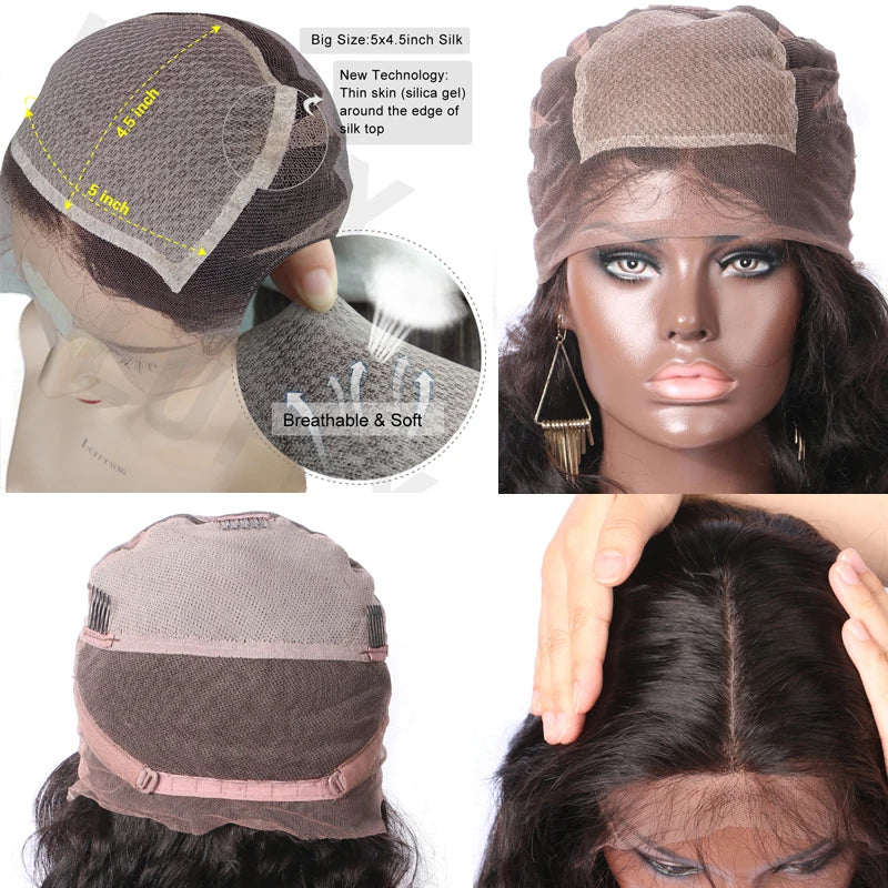 5x5 Silk Top Full Lace Human Hair Wig Silky Straight Peruvian Remy Hair Pre Plucked Silk Base Full Lace Wig With Baby Hair