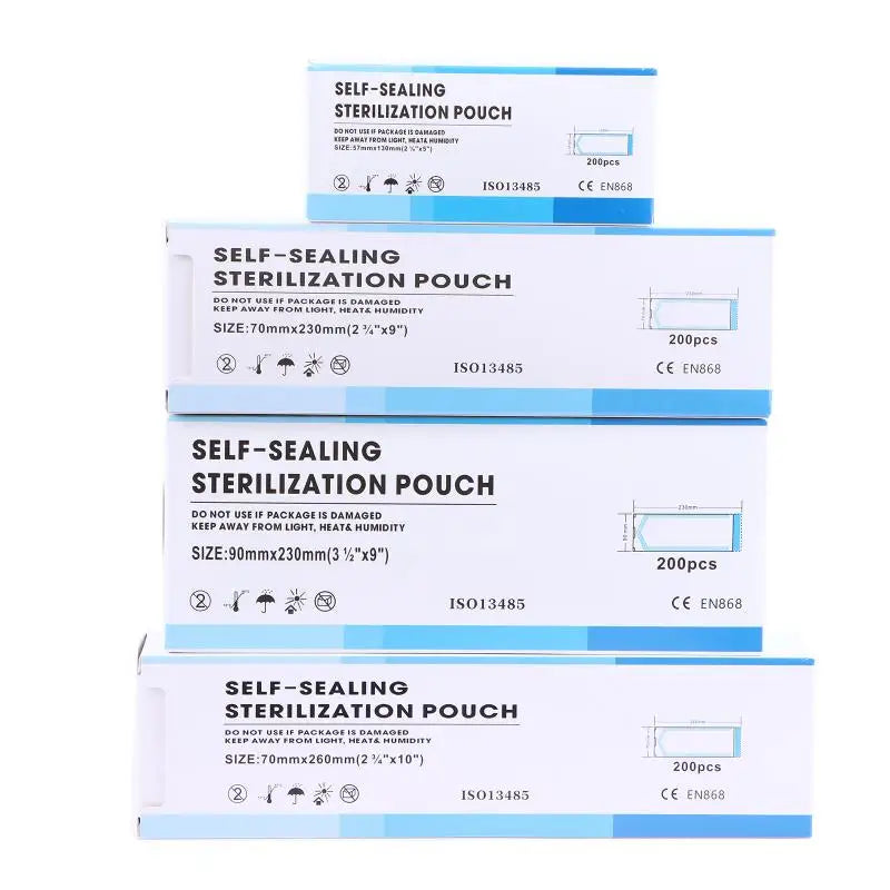 Self Seal Sterilizer Pouches 200PCS Autoclavable for Professional Dental and Tattoo Use