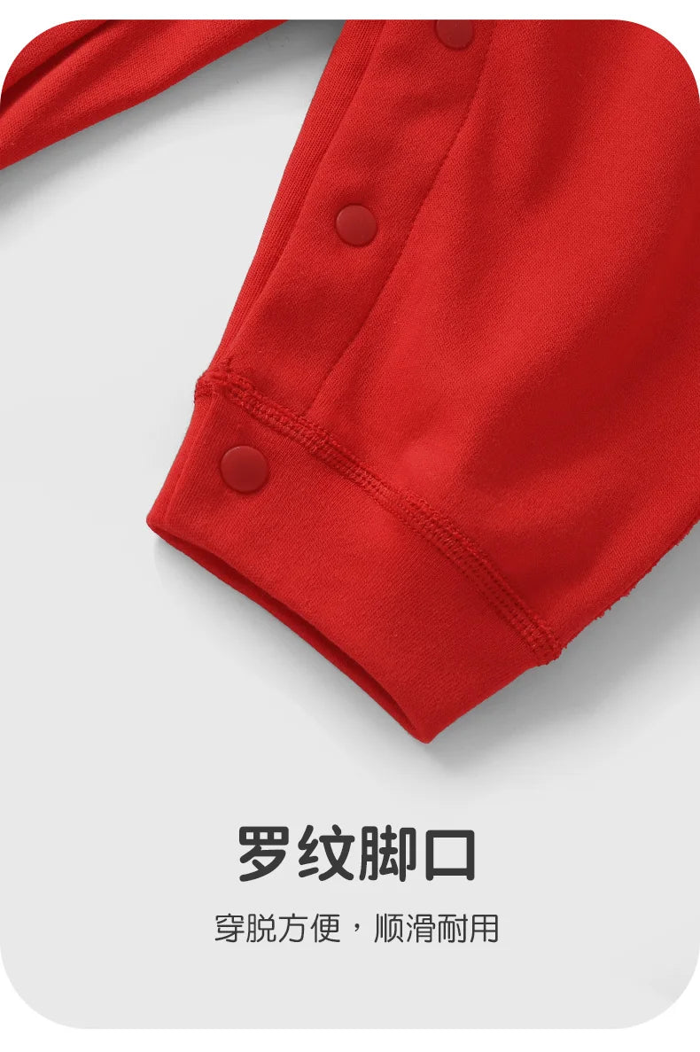 【Youqi】Chinese Baby Romper Autumn Style Full-Month Baby Red New Year Pure Cotton Jumpsuit Festive Hundred-Day Birthday Outfit