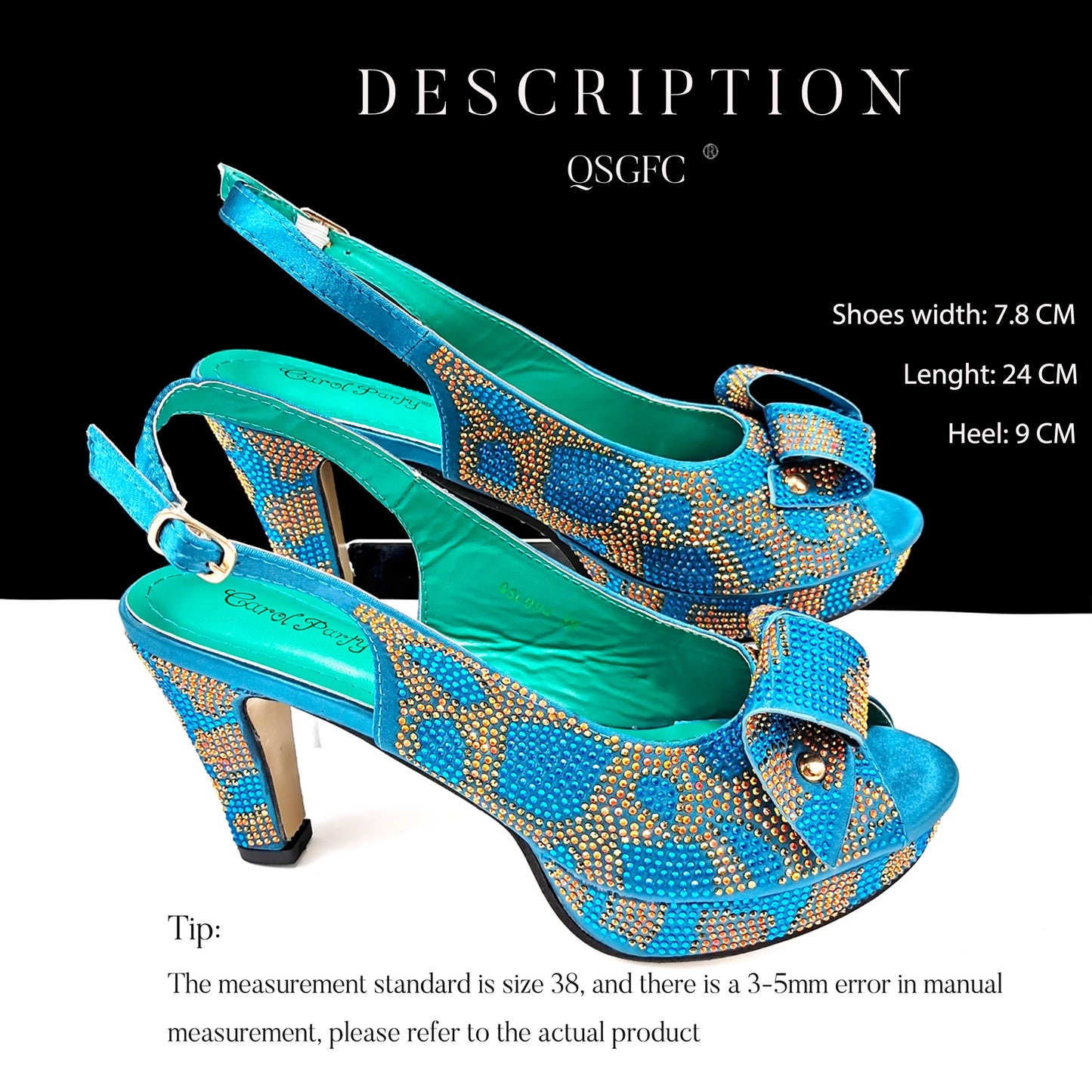 New Arrival Sky Blue Color Platform Design Party Wedding High Heel Peep Toe Lady Shoes and Bag Set and A Pair of Shoes