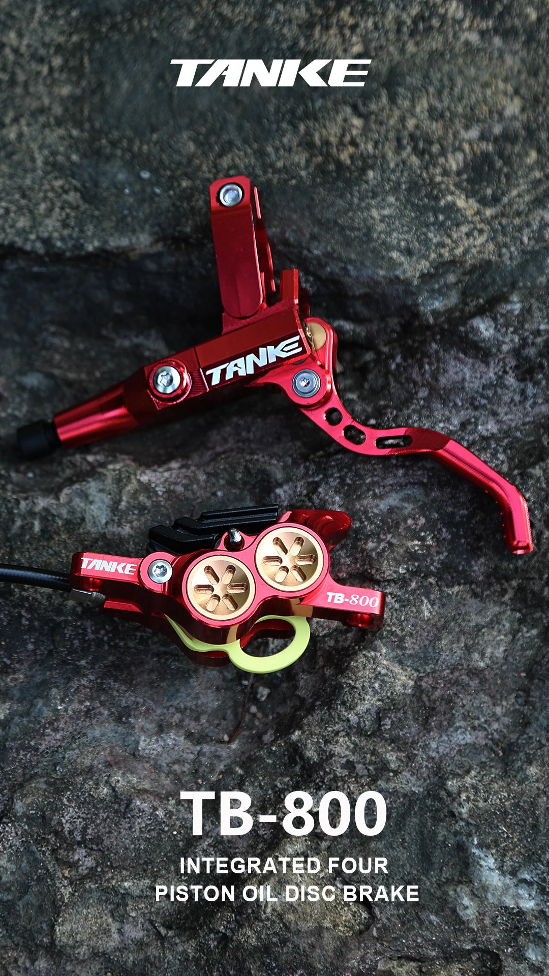 TANKE MTB 4-piston hydraulic disc brake 900/1700mm, 4-piston brake pad in resin, oil pressure AM DH road MTB ultra-light disc br