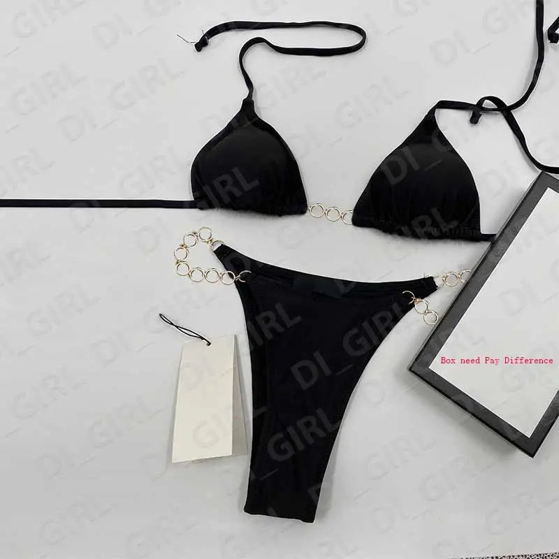 2025 Summer New Women's Outdoor Beach Swimsuit Sexy Hanging Neck Strap Split Bikini