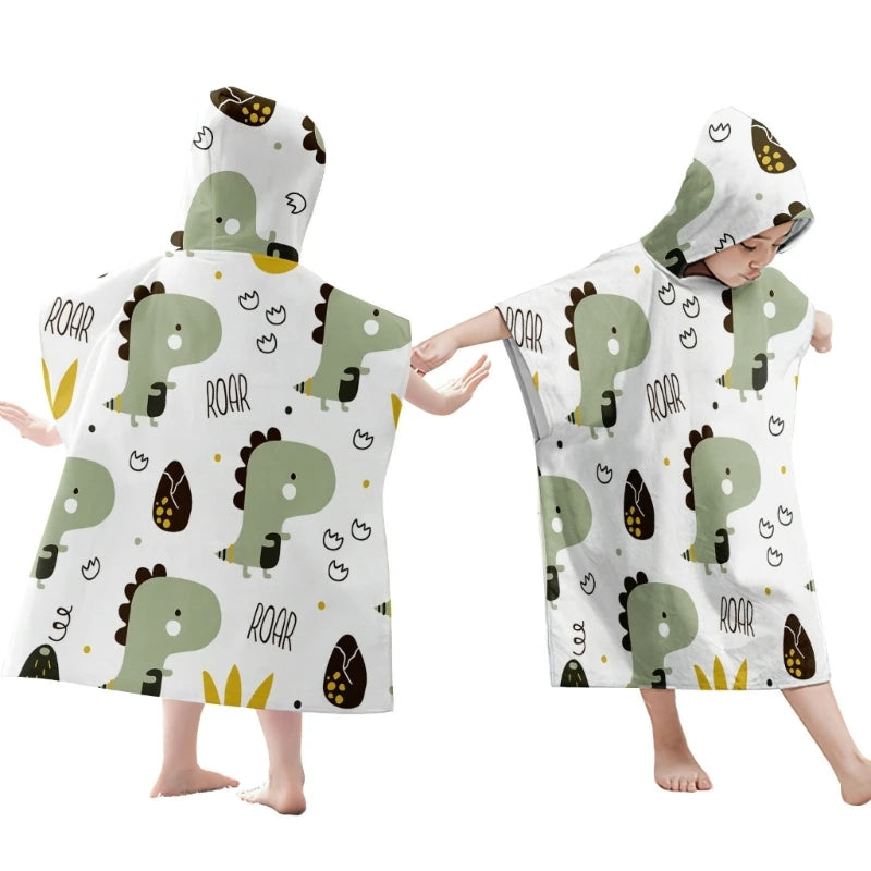 Toddler Kids Beach Towel Cotton Bathrobe Baby Boys Girls Dinosaur Animal Hooded Bathing Towel 60x60cm Children Dinosaur Blanket