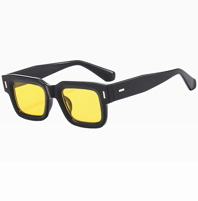 Brand Designer Square Sunglasses Women Men Ocean Color Shades Sun Glasses Female Fashion Rectangle Rivet Oculos De Sol 