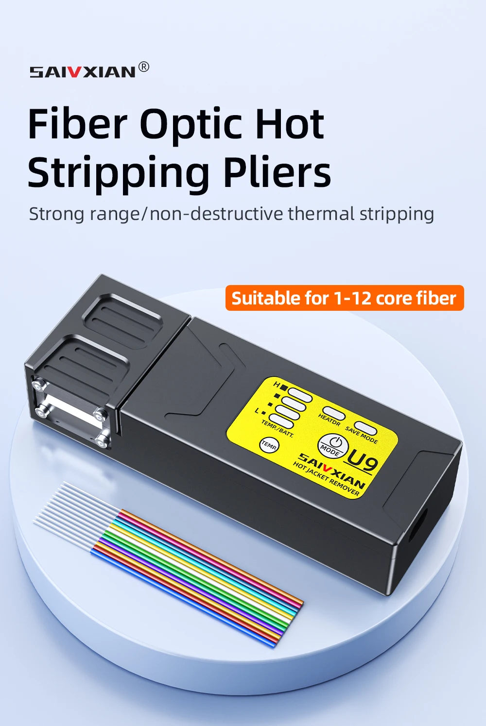 SAIVXIAN U9 Fiber Thermal Stripper Pliers Heated Optical Wire Stripping Slitter Ribbon Fiber Hot Stripper Cable Fusion Tool
