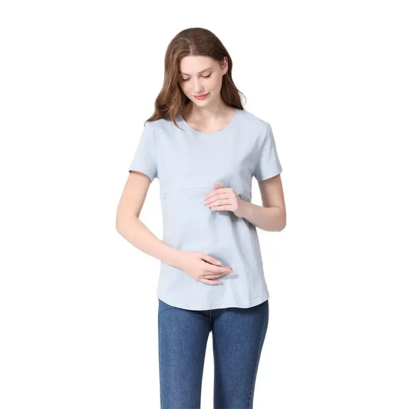 Emotion Moms Summer Invisible Zipper Pregnancy Maternity Top Lactation Clothing Breastfeeding For Pregnant Women Big Size