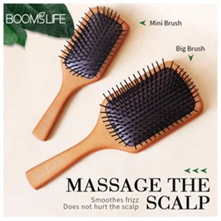 BOOMSLIFE Boar Bristle Hair Brush Square Paddle Scalp Massage Hairbrush USA Oak Wood Comb for Hair Women Barber Beauty Hair Care