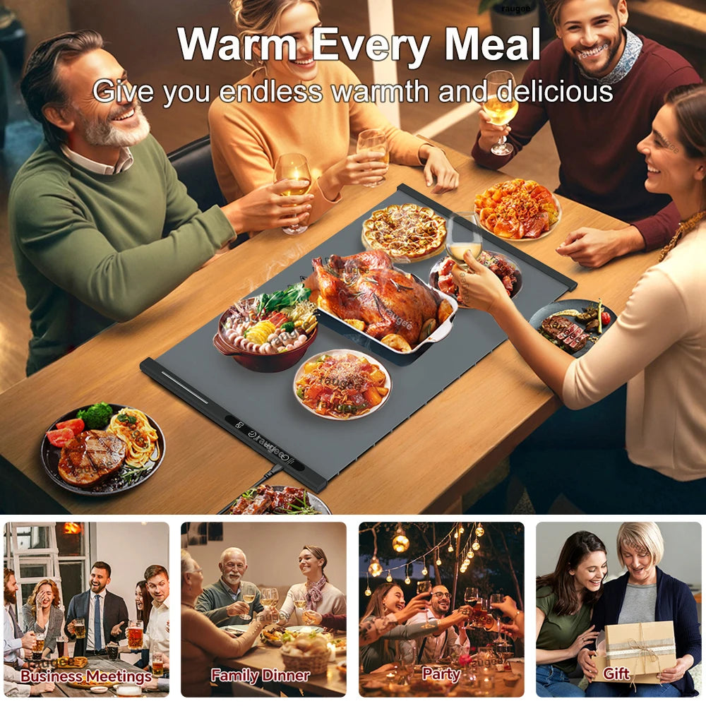 Electric Heating Plate Silicone Dining Table Food Warmer Mat Fast Warming Food Coffee Heater Tray Foldable Food Warming Plate