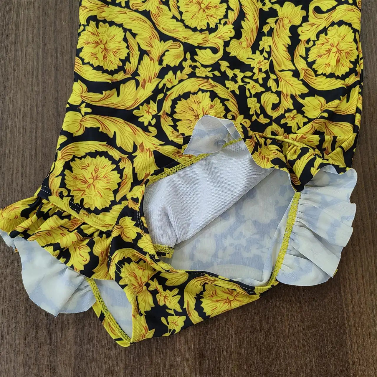 2025 Girl Swimsuit Summer golden flower bodysuit Special Offer Children's Swimsuit factory Wholesale