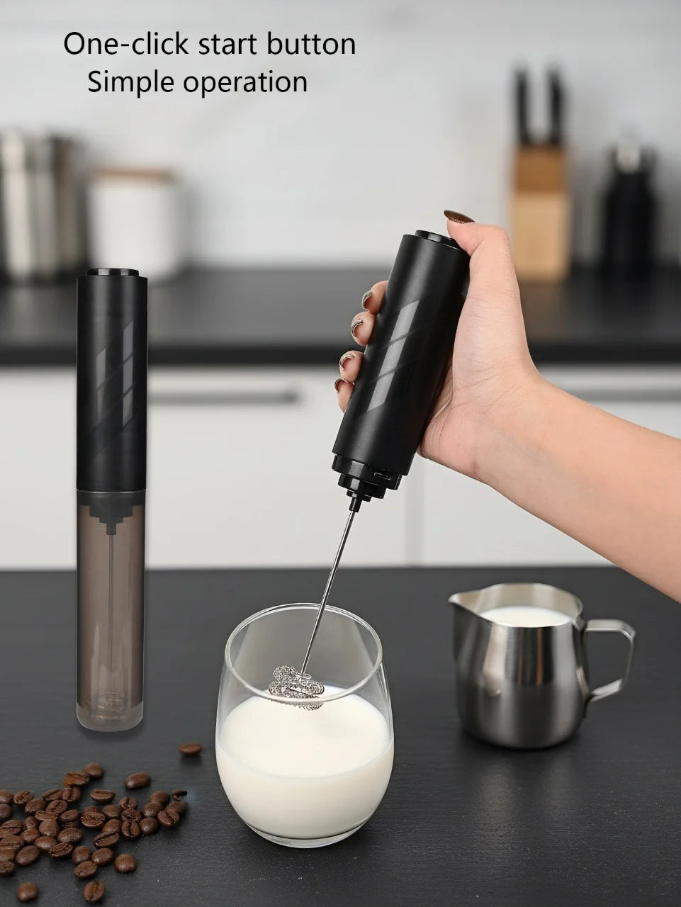 Handheld Electric Milk Coffee Mixer, High-Speed Cream Mixer, AA Battery Powered Latte and Cappuccino Kitchen Appliances