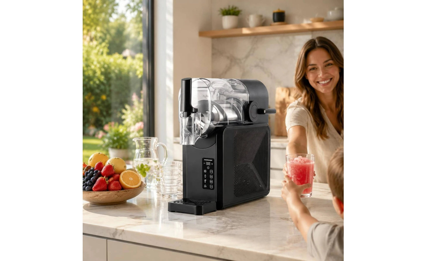 Slush Machine Countertop Slush Drink Creator Chilled Drink Machine Self-Cleaning Chilled Beverage Creator Rapid Cooling