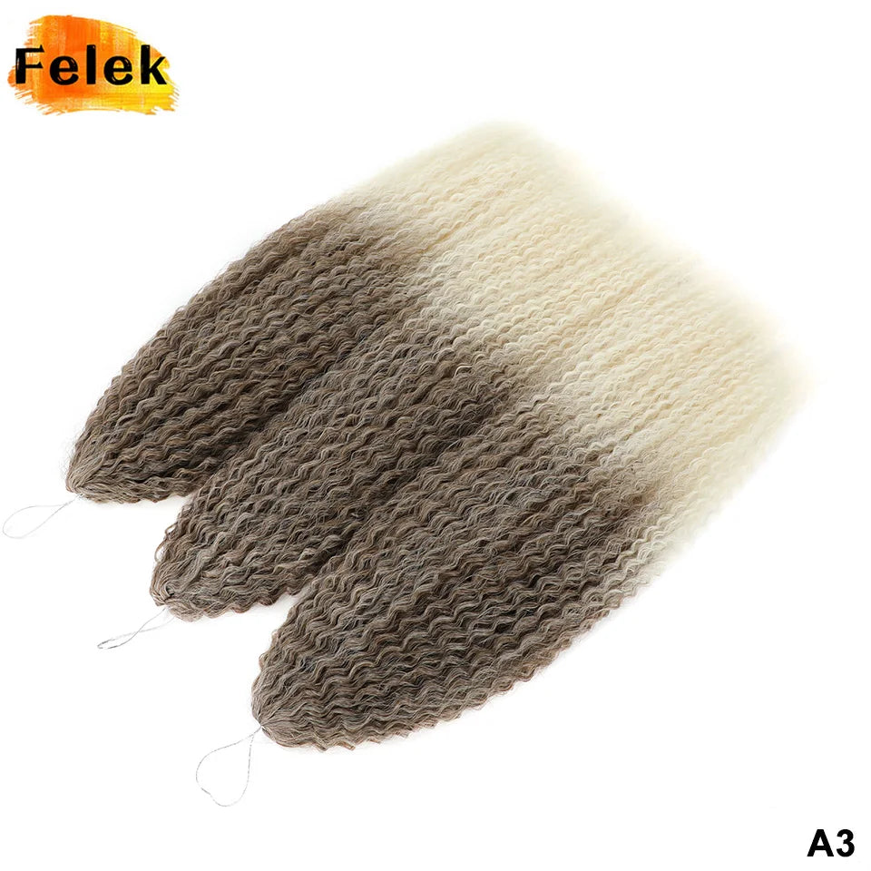 3-7Pcs Synthetic Brazilian Crochet Braids Hair for Women 20-28" Ombre White African Curls Kinky Curly Braiding Hair Extensions