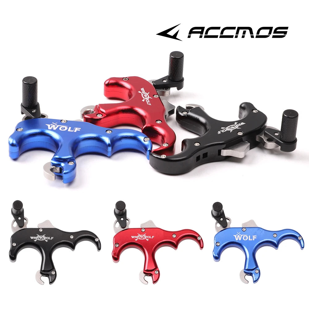 Handheld Aluminum Alloy 3 fingers Automatic Grip Caliper Release Aid Thumb Dispenser Archery Compound Bow Shooting Hunting