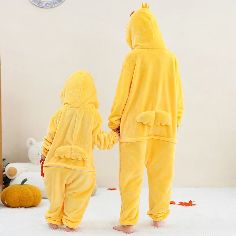 MICHLEY Christmas Capybara Flannel Blanket Sleepers Onesie Hooded Children Costume Clothes Jumpsuit Sleepwear For Boys Girls