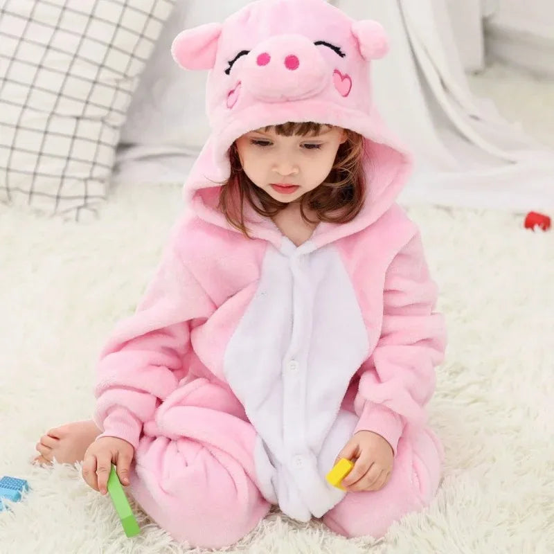 New Winter Unicorn Pajamas For Children Kigurumi Animal Pyjamas Kids Panda Onesie Boys Girls Sleepwear Dinosaur Jumpsuit