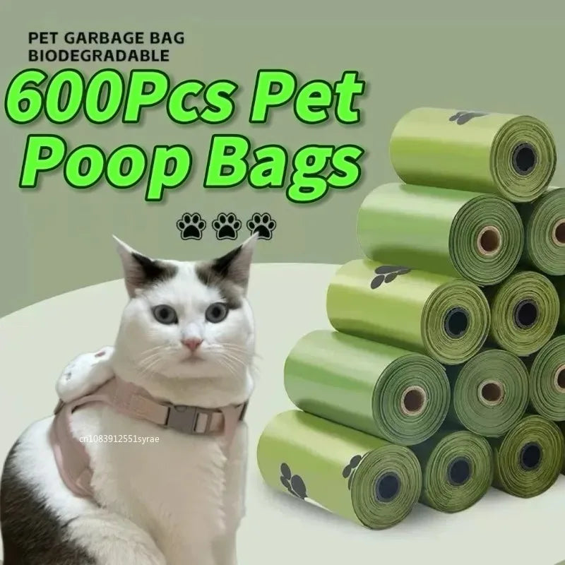 5/10/20/50rolls Random Color Cartoon Paw Graphic Dog Poop Bags Pet Poop Bags Leak-Proof Dog Waste Bags for Pet Supplies Tools