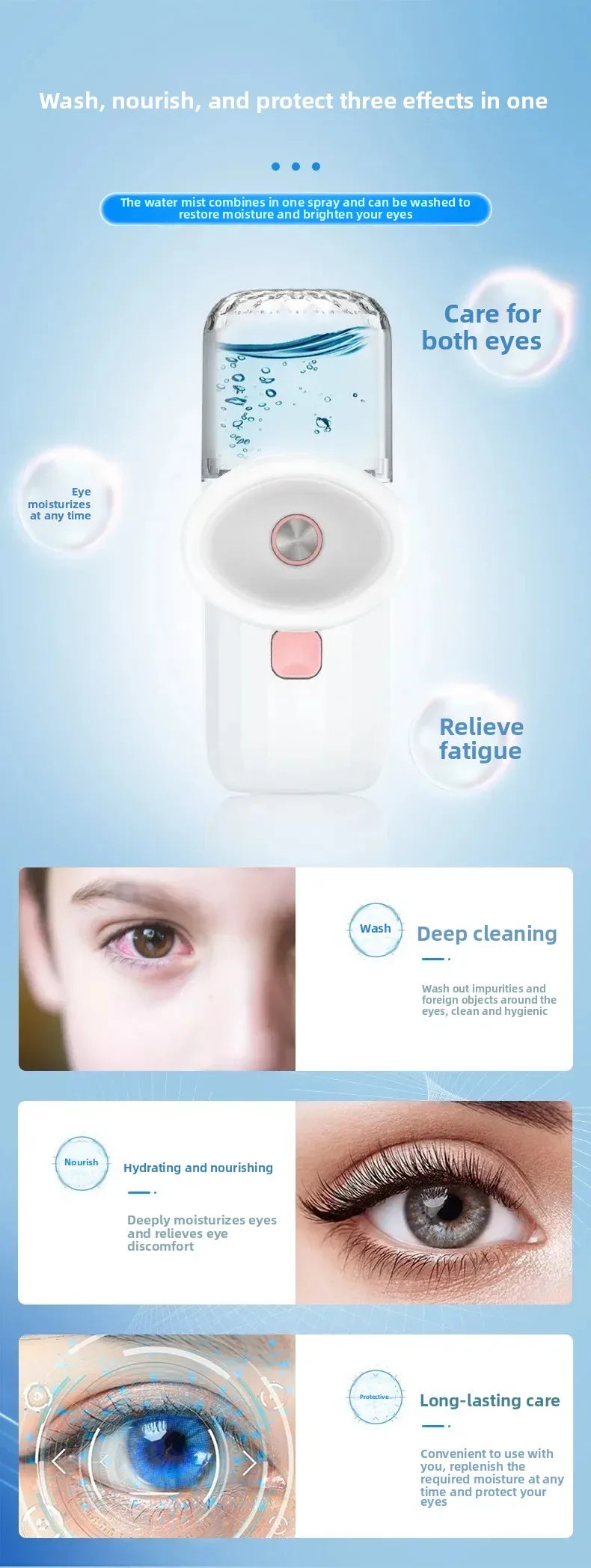 Nano Spray Eye Massage Instrument Facial Sprayer Humidifier USB Nebulizer Face Steamer Moisturizing Beauty Health Skin Care Tool