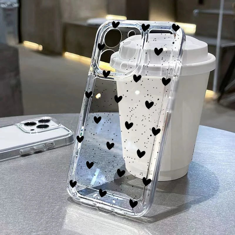 Simple Love Heart Bow Polka Dot Clear Phone Case for Xiaomi 15T Pro POCO F7 X7 X6 X5 F5 F6 Pro Mi 11 Lite 5G 14T 13T 12T Cover