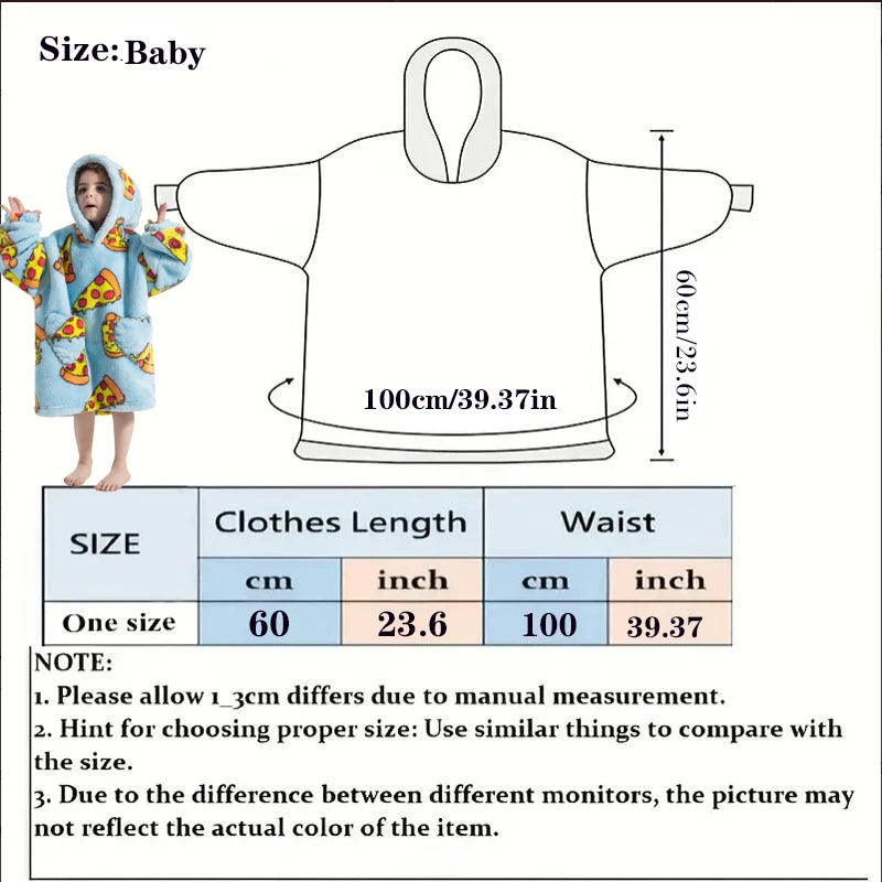 Halloween Pumpkin Hoodies for Boys Girls Winter Thick Flannel Hooded Sweatshirts Kids Clothing Children Oversized Blanket Hoodie