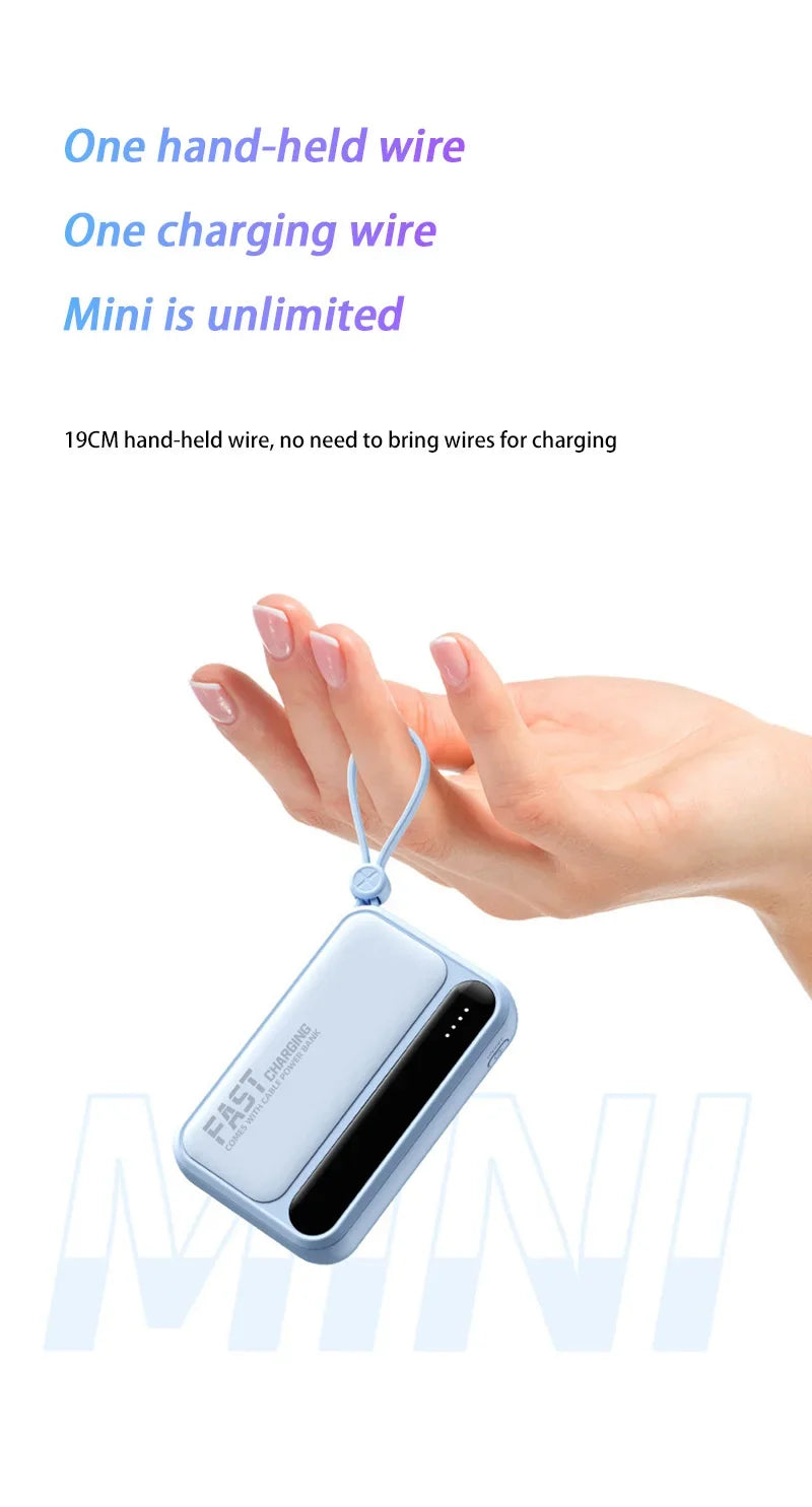 Lenovo 50000mAh Large Capacity Power Bank 4 In1 Built in Cables Intelligent Digital Display Light Fast Charging For IPhone