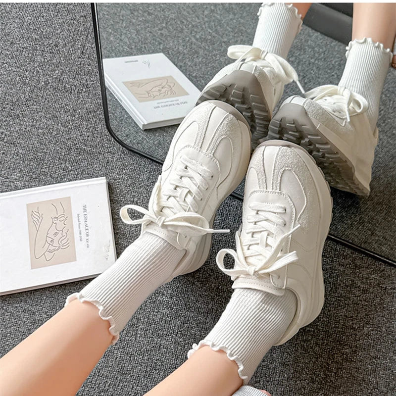 Women's Sneakers Shoes 2026 New Woven Non-slip Genuine Leather Sneakers For Women Large Size Breathable Casual Shoes Female