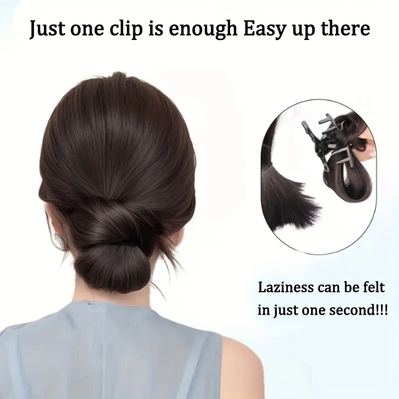 4-inch synthetic low-tie ball head wig, a clip-on bun wig that naturally connects to a woman's ponytail  Hair extension