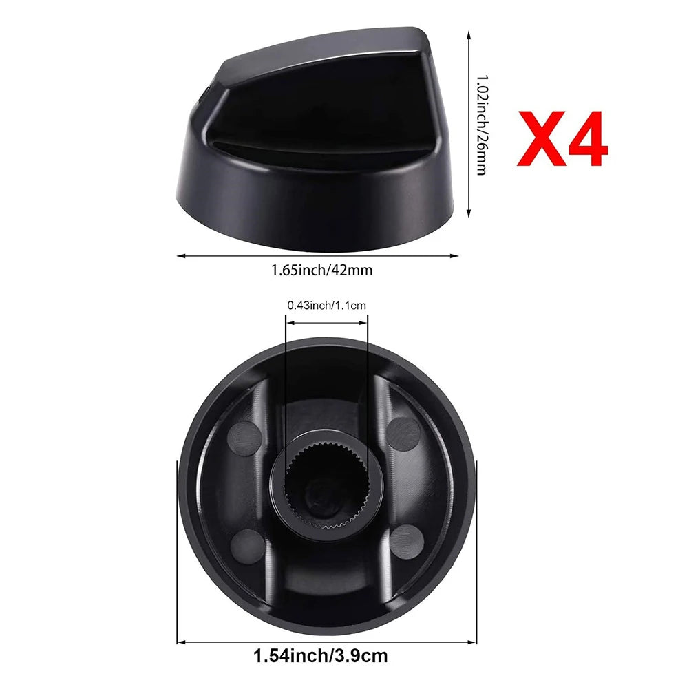 4pcs Control Knobs With 12pcs Adapters Gas Stove Control Knob For Home Kitchen Cookers Stoves Ovens Knobs