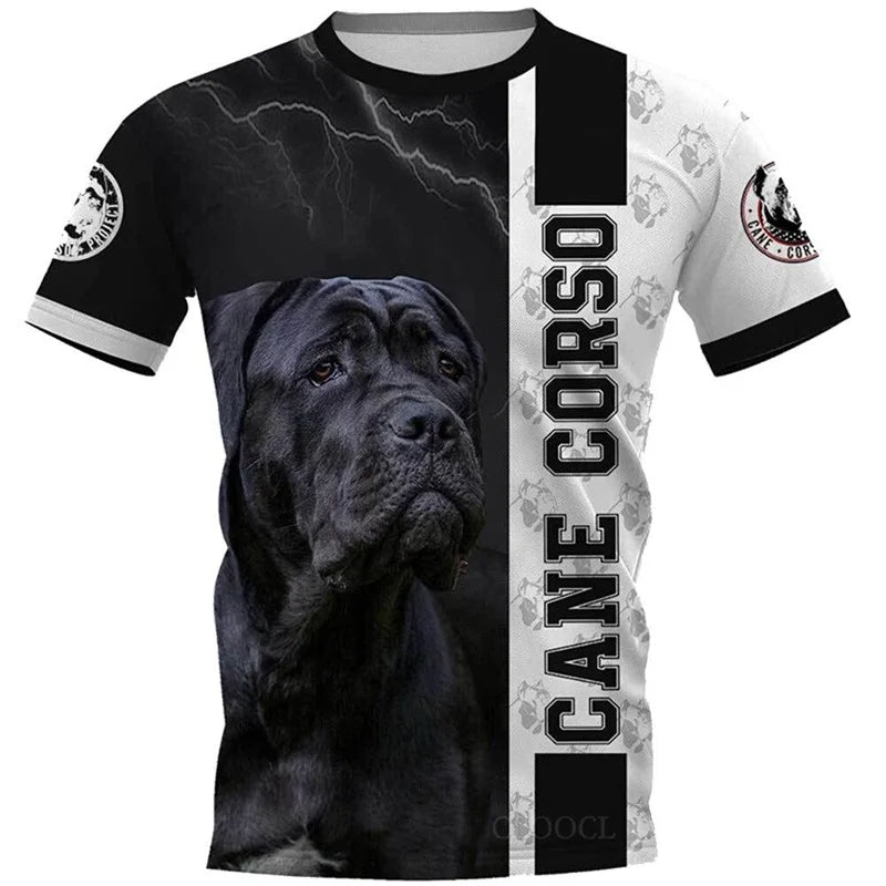 Cute Pet Dog Cane Corso Dog T-Shirts For Men 3D Print Men And Women Short Sleeve Casual Tee Tops Hip Hop Round Neck Men Tshirt