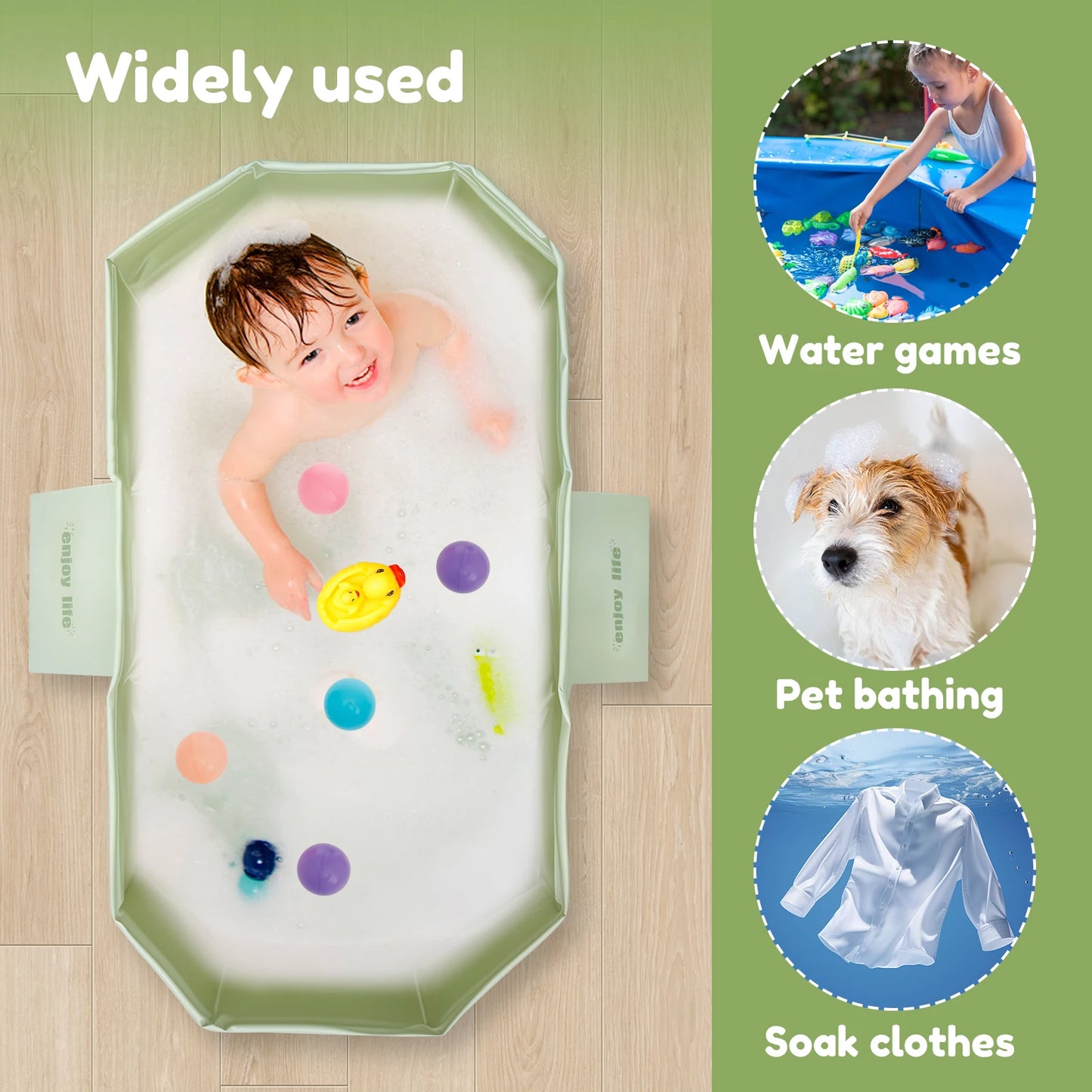 PVC Foldable Baby Bath for 0-4 years old baby and Pet Saving Toddler Infant Bathtub Sturdy Baby Tub for Newborn Home Laundry