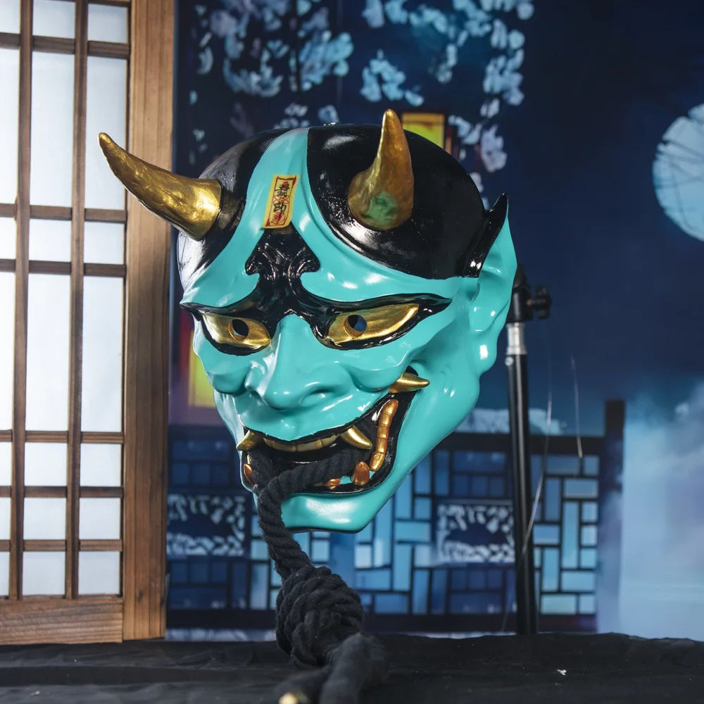Halloween Prajna Mask Horror Mask Cosplay Costumes Japanese Demon Ghost Mask Party Carnival Comic-Con Masquerade Props Gift