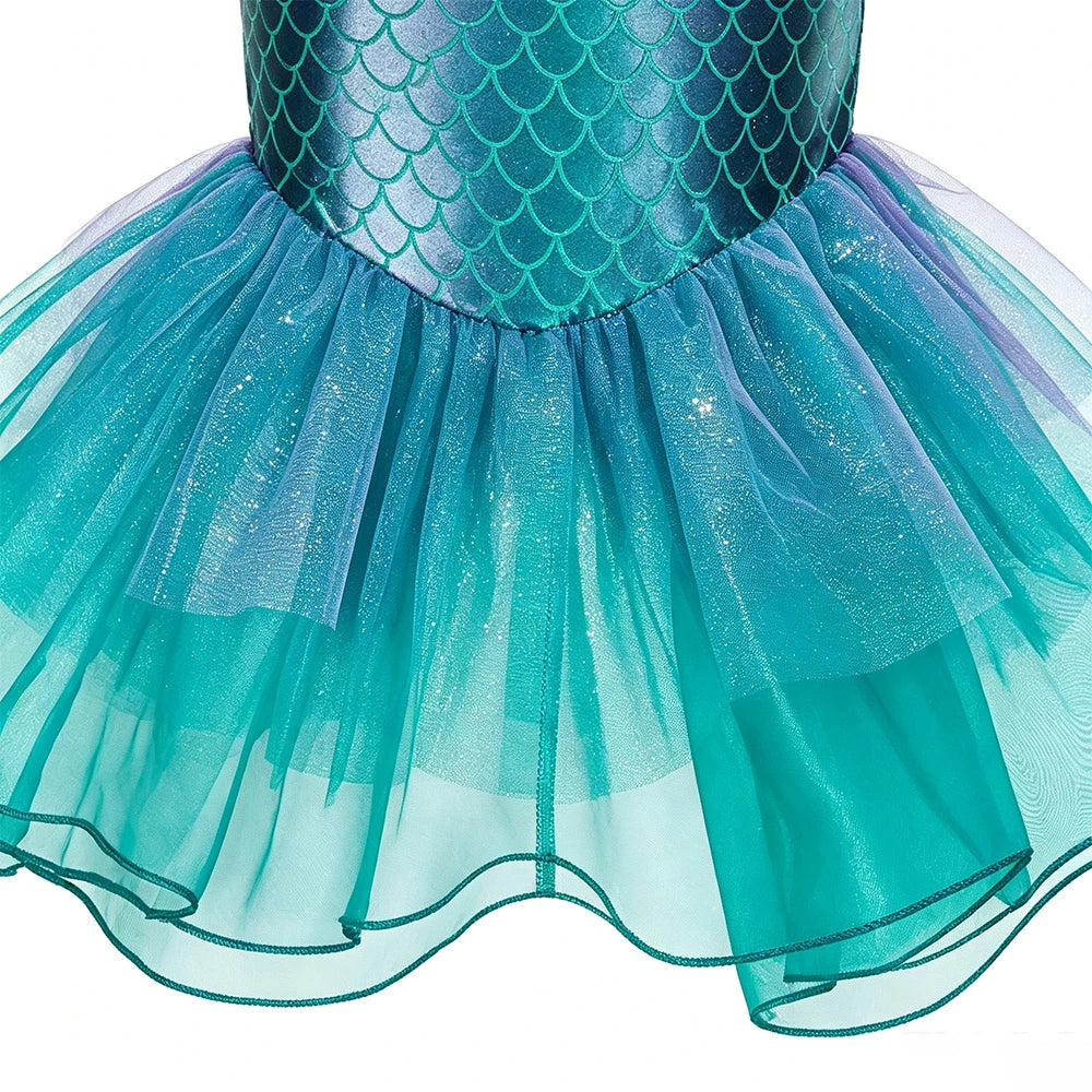 Fishtail Dress Girl Summer Dresses Ocean Themed Costume Kids Clothes Girls Cosplay Carnival Party Halloween Costumes 4 5 6 years