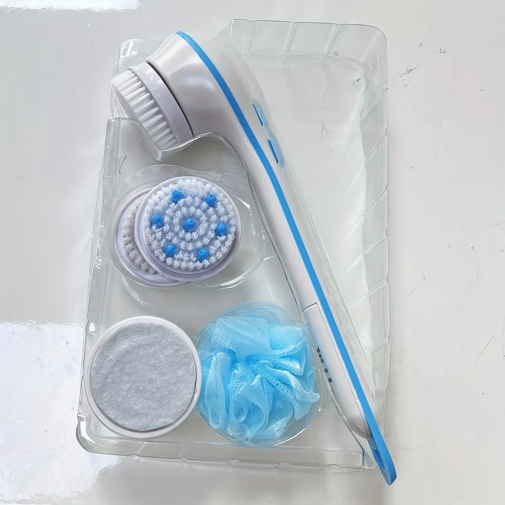 Long Handle Electric Bath Brush 3 Replaceable Brush Heads Body Scrubber Exfoliat Shower Back Clean Brush Skin Massage Tool