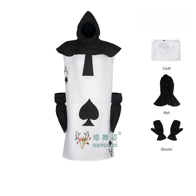 Halloween Costume Tale Playing Cards Cosplay Costume Funny Festival Interesting Stage Perfermance Fancy Clothing Carnival Happy