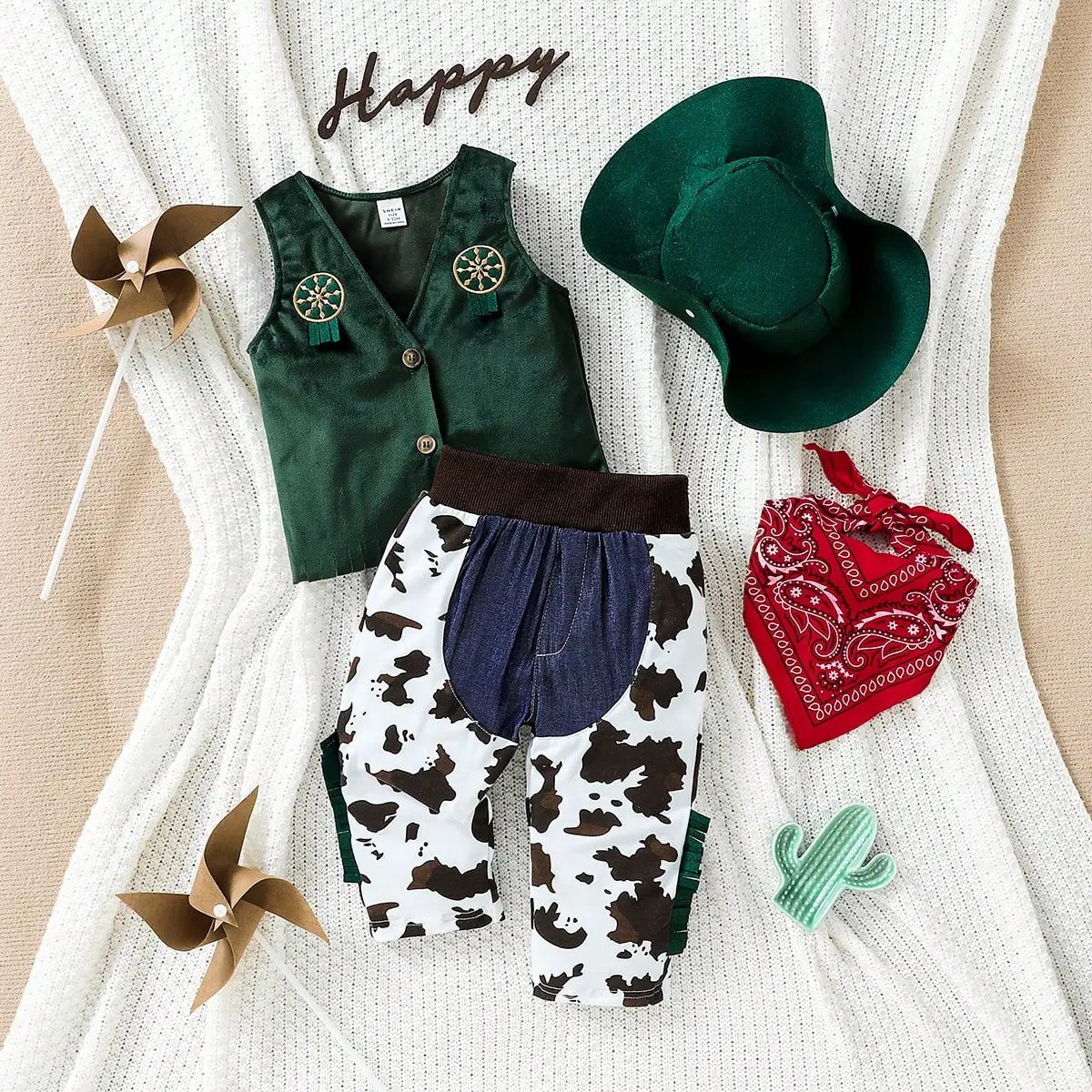Baby Set Children Western Cowboy Costumes Kids Cosplay Party Costume with Hat Infant Outfit 0-12 Months Baby Boys Clothing