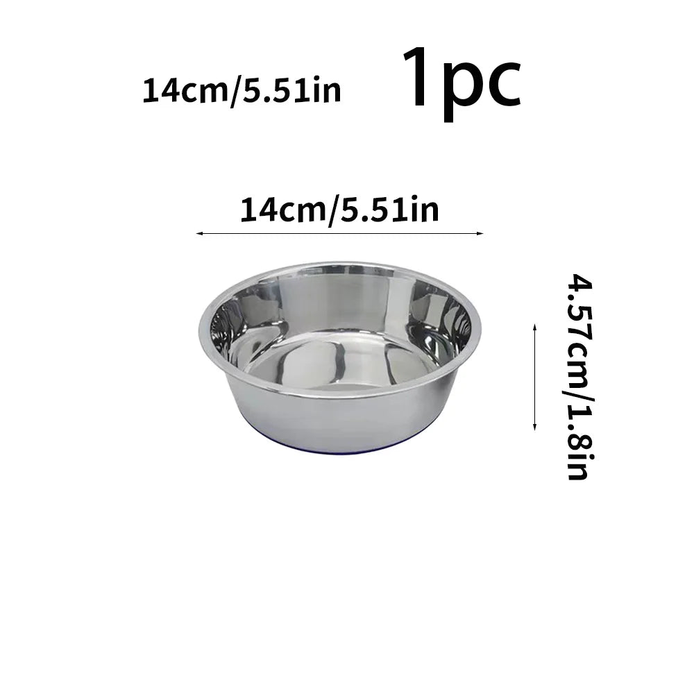 Stainless steel dog bowl, three sizes, with silicone anti slip bottom, durable dog bowl, suitable for small, medium and large